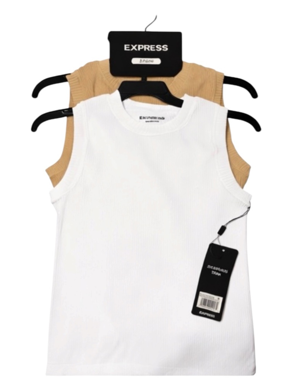 NWT women’s Express Seamless Tank Tops white & beige two pack Size Small